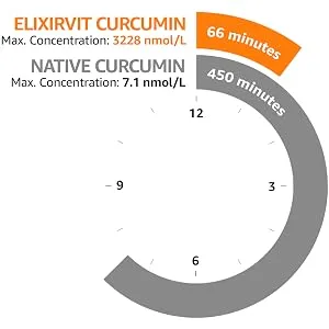 Elixirvit Liquid Curcumin with Vitamin D 185x More Bioavailable Than Typical Turmeric/Curcumin Supplements Advanced Turmeric Extract with NovaSOL 60 High Strength Capsules - liposomal high strength turmeric curcumin