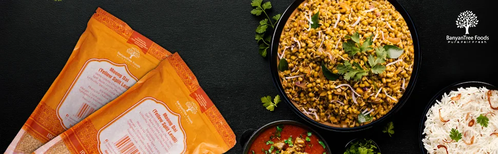 BanyanTree Foods Moong Dal (Yellow Petite Split Lentils) 500g All Natural Indian Origin | Unpolished - Moong Dal Split (Petite yellow lentils)