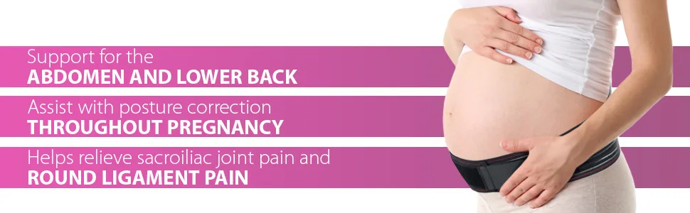 ORTONYX Maternity Support Belt - Back Pelvic Hip Abdomen Sciatica Pain Relief - Pregnancy Brace - L-XXL Black - product information 2