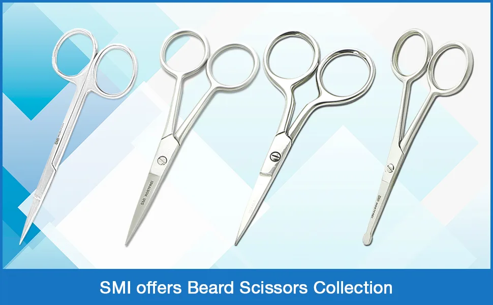 SMI - Nose Hair Scissors Round Tip Nose Scissors Moustache and Beard Scissors Small Grooming Scissors - with Pouch - beard scissors set