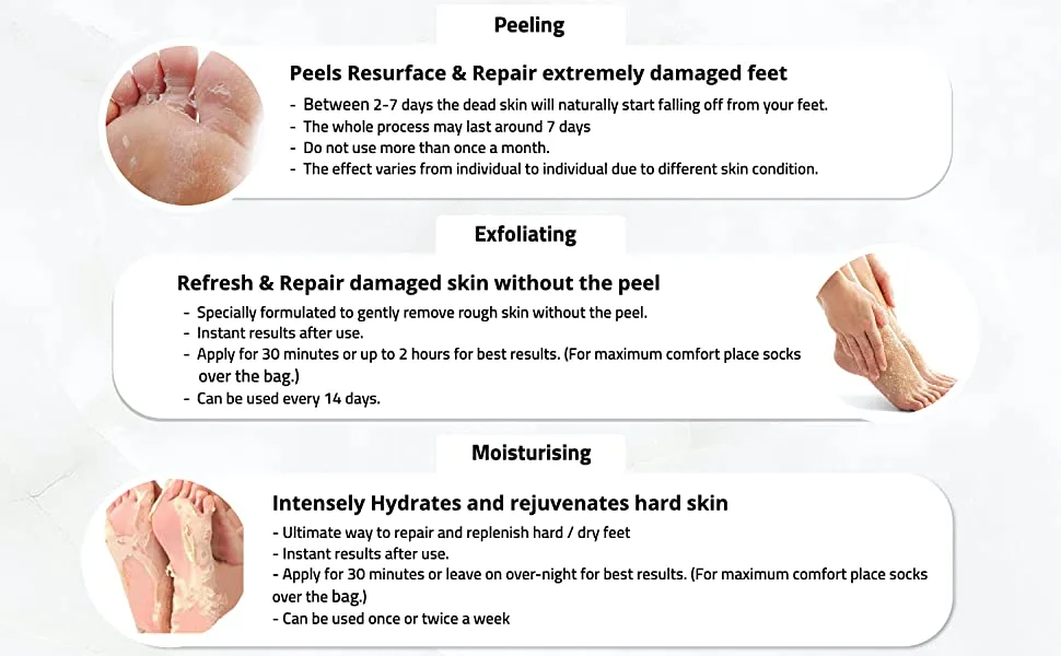 Dermavitamins Advanced Foot Mask Bag - Repairs Dry Feet (Exfoliating) - peeling