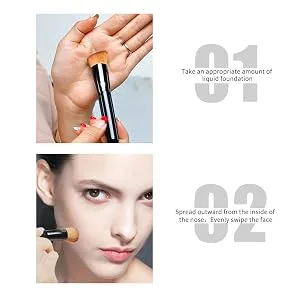MSQ Liquid Foundation Brush Face Brush Make up Brush with Synthetic Dense Bristles for Blending Liquid Cream Concealer Premium (Blue) - product information 5