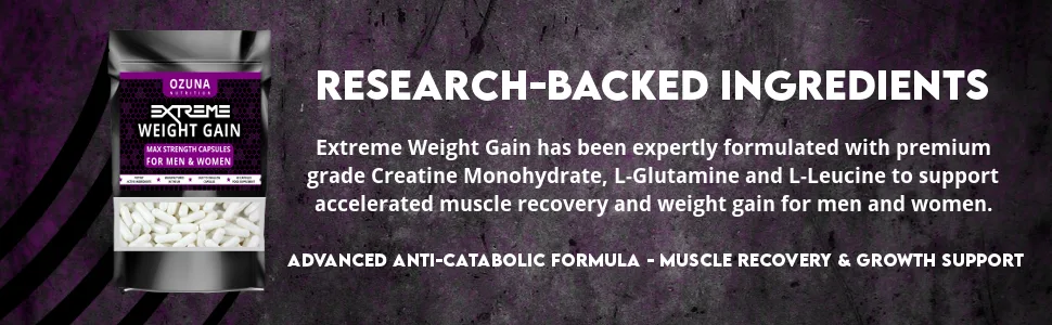 ANABOLIC Weight GAIN Tablets - Quick Muscle Mass Pills Growth Potent Capsules - weight gain info banner 1