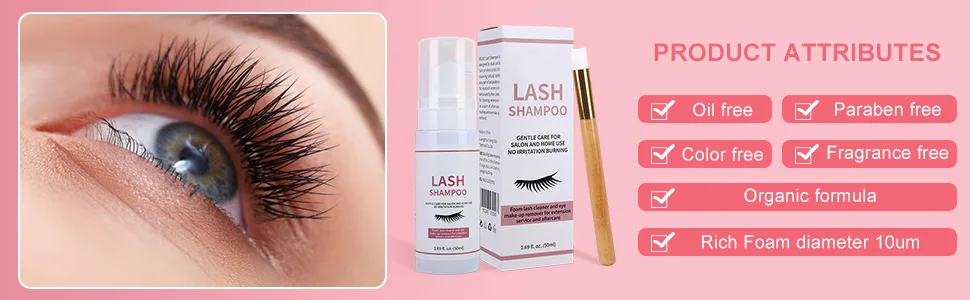 Allbestaye Eyelash Shampoo Eyelash Extension Cleanser Professional Lash Foaming Remover Lash Shampoo Eye Make-up Remover 50ml - details