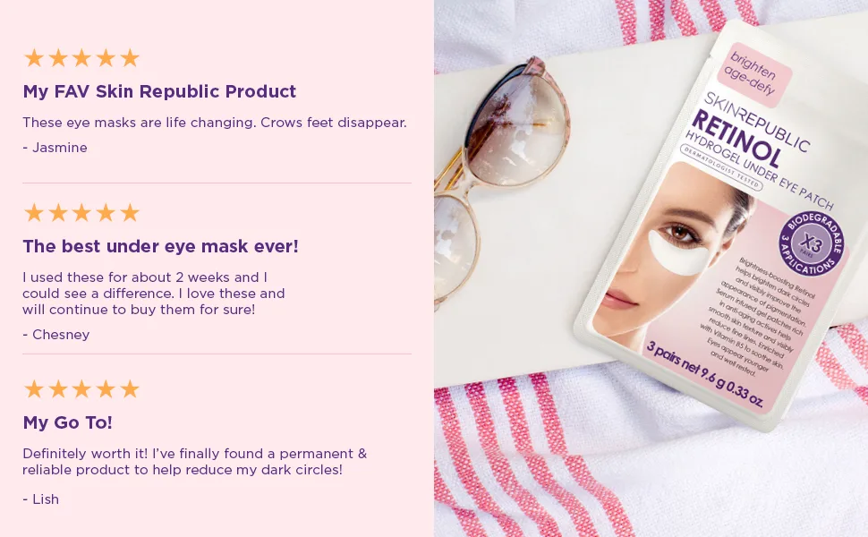 SKIN REPUBLIC Retinol Hydrogel Under Eye Patch (3 Pairs) 9.6g - Skin Republic