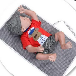Nappy Changing Mat Foldable Diaper Pad Waterproof Travel Changing Mat with Gray Waves for Home Travel Outside(60 * 35 cm /23.62 * 13.77 in) - product information 7