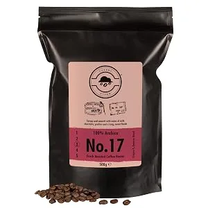 Cherry Storm - No. 17 Blend - Coffee Beans - 500g - 100% Arabica 500 g (Pack of 1) - no. 17 blend fresh roast coffee beans 500g, beans in front of matte black resealable package