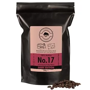 Cherry Storm - No. 17 (Dark Edition) - Espresso Coffee Beans - 500g - 100% Arabica Espresso Cherry 500 g (Pack of 1) - no. 17 dark edition fresh roast coffee beans 500g, beans in front of matte black resealable package