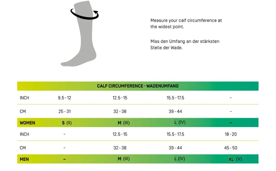 CEP - ULTRALIGHT COMPRESSION CALF SLEEVES for men | Calf sleeves with compression XL Black/Light Grey - Size Chart