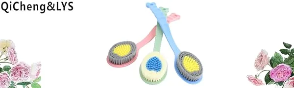 QiCheng&LYS Shower Brush Back Scrubber Hand Shower Brush Long Handle Bath Brush Long Handle Shoe Brush Laundry Brush Board Brush (Blue and 2PCS) - QiCheng&LYS