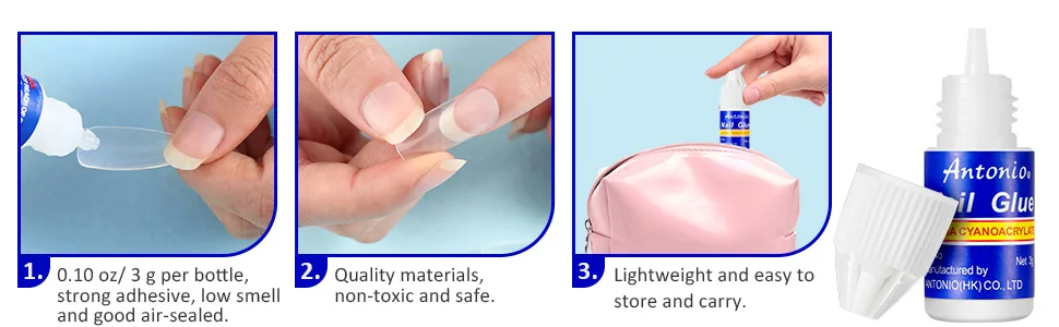 6 Pieces Nail Glue Quick Nail Tip Glue Beauty False Nail Adhesive for Stick or Repair Artificial Nails - product information 6