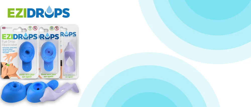 EziDrops - Eye Drop Dispenser Aid - Easy Eye Drop Applicator - Safe & Easy Vision Care (Blue) - EZIDROPS EYE DROP APPLICATOR