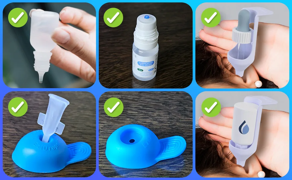 EziDrops - Eye Drop Dispenser Aid - Easy Eye Drop Applicator - Safe & Easy Vision Care (Blue) - EZIDROPS EYE EAR DROP