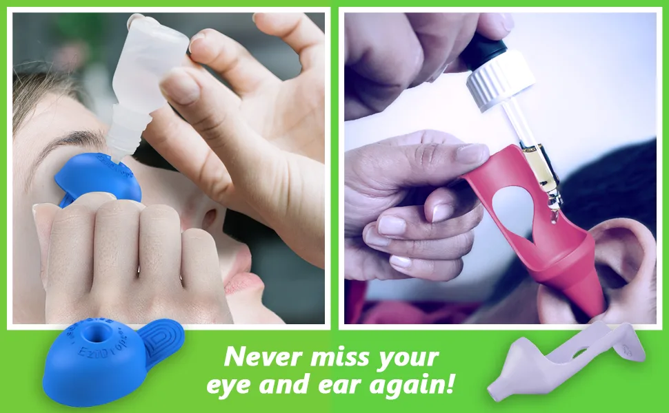 EziDrops - Eye Drop Dispenser Aid - Easy Eye Drop Applicator - Safe & Easy Vision Care (Blue) - EZIDROPS EYE EAR DROP