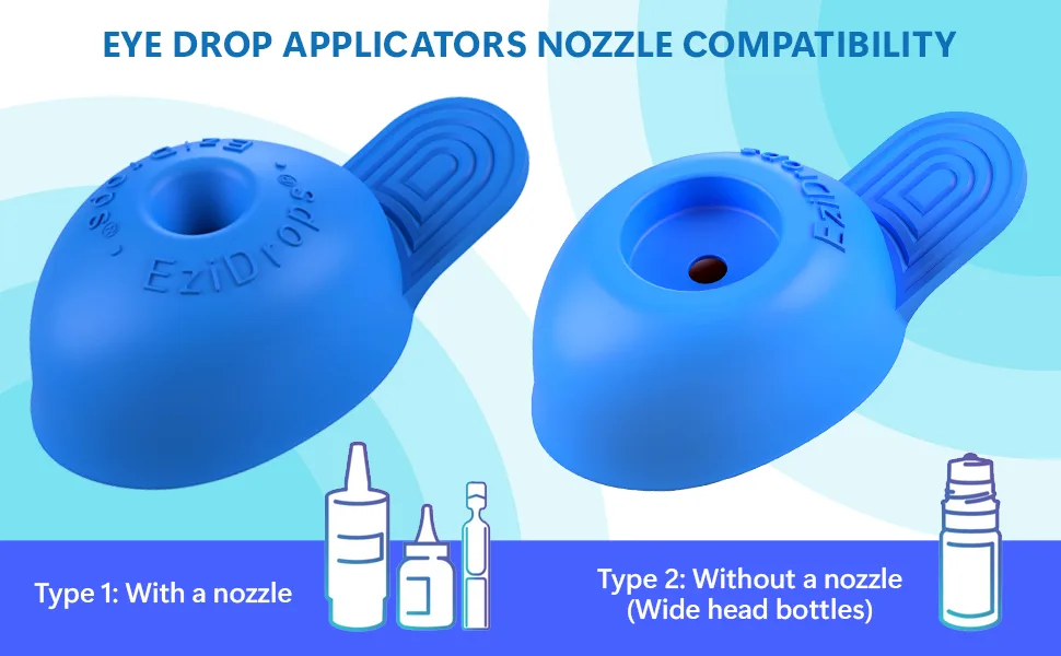 EziDrops - Eye Drop Dispenser Aid - Easy Eye Drop Applicator - Safe & Easy Vision Care (Blue) - EZIDROPS EYE EAR DROP NOZZLE COMPATIBILITY BOTTLE