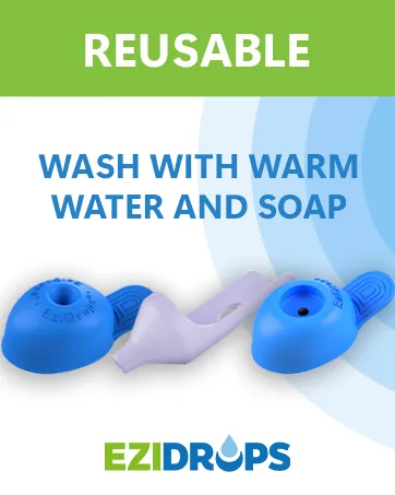 EziDrops - Eye Drop Dispenser Aid - Easy Eye Drop Applicator - Safe & Easy Vision Care (Blue) - EZIDROPS REUSABLE WATER SOAP