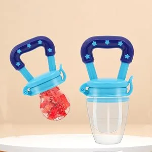 Wendergo Teething Dummy Baby Fruit Feeder Pacifier Weaning Dummies Set Silicone Food Feeders for Babies Infants Toddlers 3 Different Sizes Teething Toy Teether in Appetite Stimulating Colours - food feeder for baby