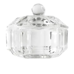 JND Professional Acrylic Liquid Monomer Small Dappen Dish + Lid Glass Crystal Bowl Nail Art Powder Cup (Hexagon) - mini hex dd transparent