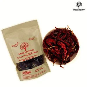 BanyanTree Foods Kashmiri Red Chilli Whole 100g All Natural Indian Origin 100 g (Pack of 1) - Kashmiri Red Chilli