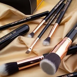 Oscar Charles Makeup Brush Set 12 Piece Makeup Brushes Set Professional Six Face Make up Brushes & Six Eye Makeup Brushes Set - Rose Gold - oscar charles makeup brush set and makeup