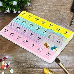 REQUISITE NEEDS Weekly Pill Box 7 Day 28 Compartments Tablet Organiser with Labels for Medicines Supplements Vitamins Cod Liver Oil - product information 5