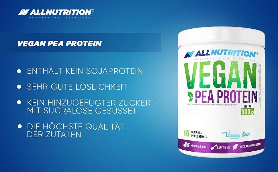 ALLNUTRITION Vegan Protein Based on Soy Protein Isolate and Protein from 6 Other Plants which Together Make up 75% of Pure Protein in Each Serving Pea Vanilla Blackcurrant - Vegan pea protein