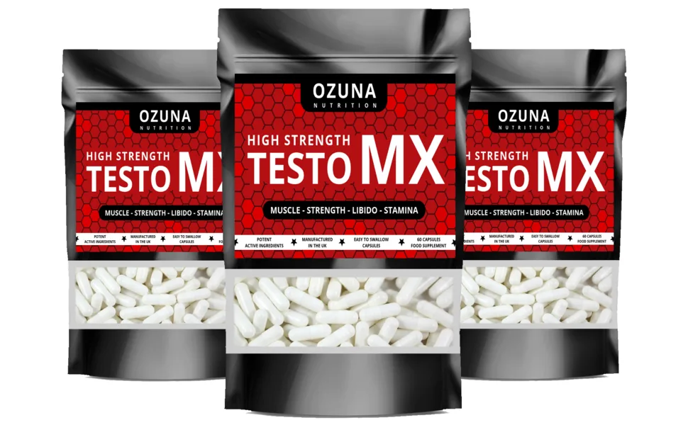 Test Booster for Men | Testosterone Support Supplement with Tribulus Terrestris Maca Root & Ashwagandha | 60 Capsules - Three packets side by side