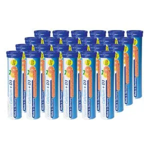 Calcium + Vitamin D3-24 x 20 effervescent Tablets - Orange-Grapefruit Flavor - T&D Pharma German Calcium + D3 - Made in Germany calcium + D3 24 tubes 20 tablets - German Calcium + D3 24er