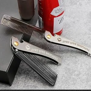 Hair&Beard Comb Stainless Steel Comb Moustache Shaping Comb Pocket Beard Comb Teeth Beard Comb for Men - Bottle Opener