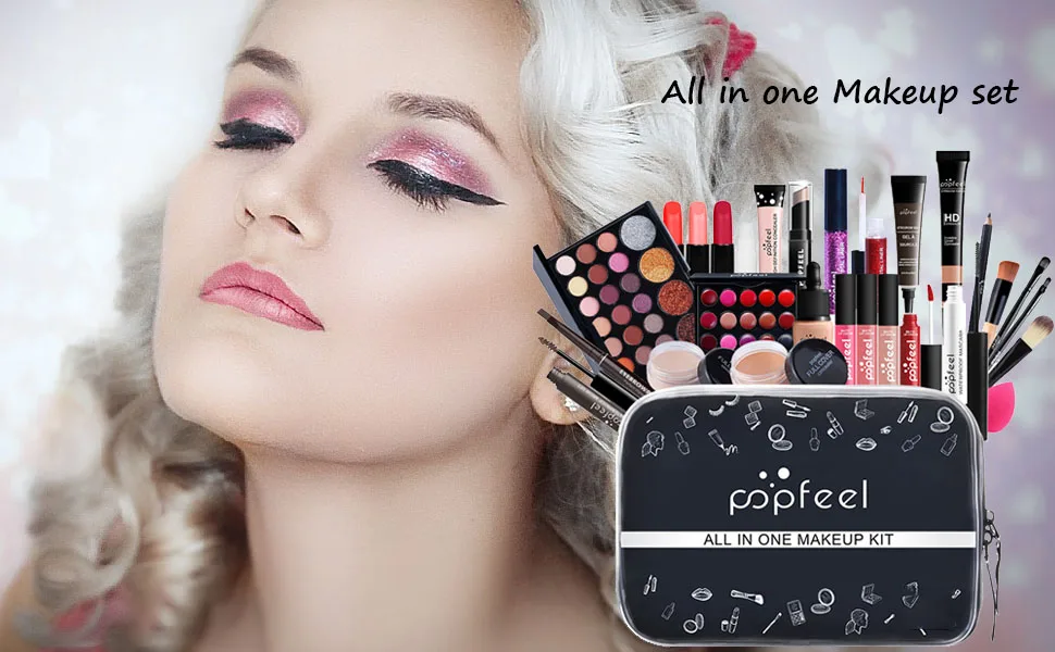 All-In-One Makeup Kit 30 Pcs Complete Makeup Gift Set Full Kit Combination with Eyeshadow Blush Lipstick Concealer etc Essential Starter Bundle for Women Pro Multi-purpose Beauty Cosmetic Set#4 KIT004 - MKNZOME all in one makeup set