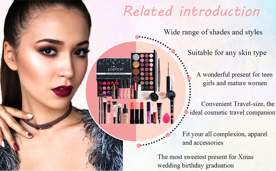 All-In-One Makeup Kit 30 Pcs Complete Makeup Gift Set Full Kit Combination with Eyeshadow Blush Lipstick Concealer etc Essential Starter Bundle for Women Pro Multi-purpose Beauty Cosmetic Set#4 KIT004 - One set solves your full face makeup