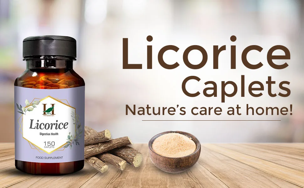 H&C Licorice Caplets/Tablets (Glycyrrhiza Glabra) - 750mg 150 Caplets | for Healthy Digestive Function & Improves Respiratory System 750mg Caplets - SPN-FOR1