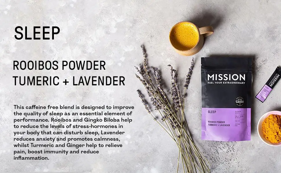 Sleep Matcha Tea (10 Sachets) | Rooibos Powder with Turmeric & Lavender 10 Count (Pack of 1) - Mission Tea