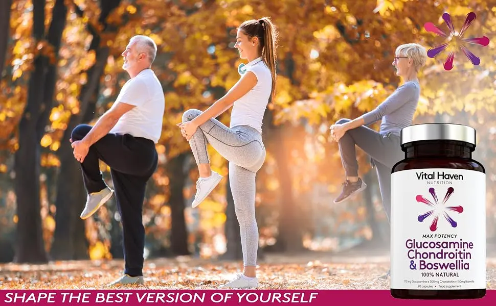 100% Natural - Triple Action Mobility Formula - Glucosamine + Chondroitin + Boswelia - High Strength - Premium Ingredients - Made in The UK - Shape the best version of yourself