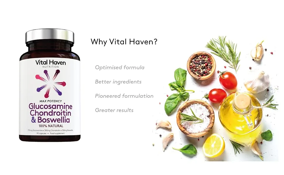 100% Natural - Triple Action Mobility Formula - Glucosamine + Chondroitin + Boswelia - High Strength - Premium Ingredients - Made in The UK - Why Vital Haven