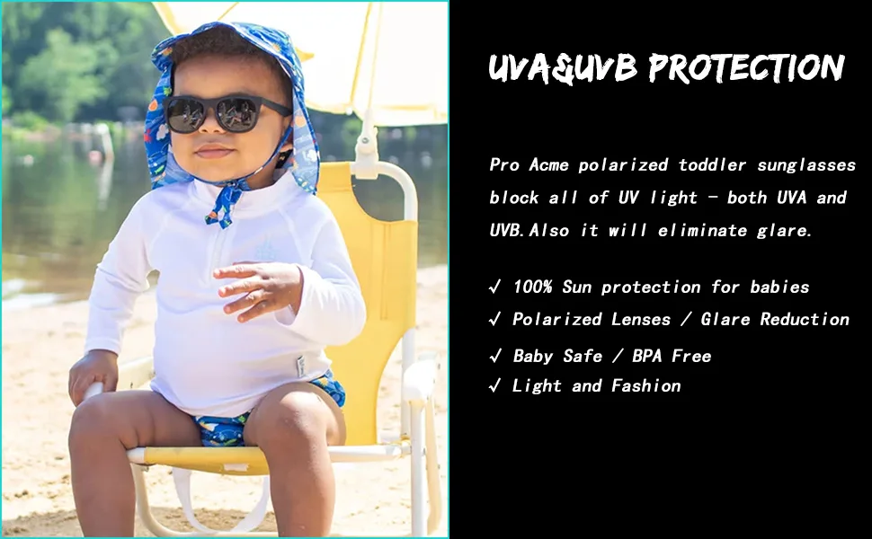 Pro Acme Unbreakable Polarized Baby Sunglasses Flexible Toddler Sunnies with Strap Soft Silicone Frame for 0-24 Months A1 - Black Frame | Blue Mirrored Lens - product information 3