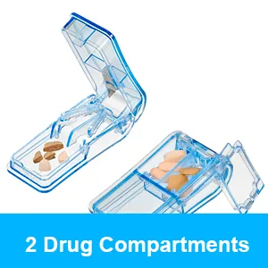 Teblacker 2 pcs Pill Cutter Portable 2-in-1Pill Splitter with Blade and Storage Compartment for Small or Large Pills Cut in Half Quarter for Pills Tablets - product information 4