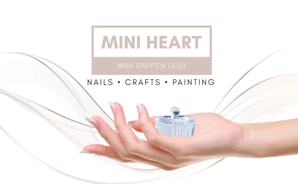 JND Professional Acrylic Liquid Monomer Dappen Dish + Lid Glass Crystal Bowl Nail Art Powder Cup (Mini Heart) - mini heart 10ml jnd