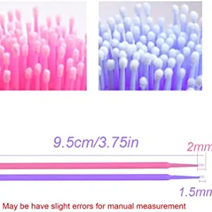 400 PCS Micro Applicator Brush Bendable Makeup Brush Mascara Brush for Eyelash Extensions 2 Colors (Head Diameter: 2.0/1.5 mm) - product information 5