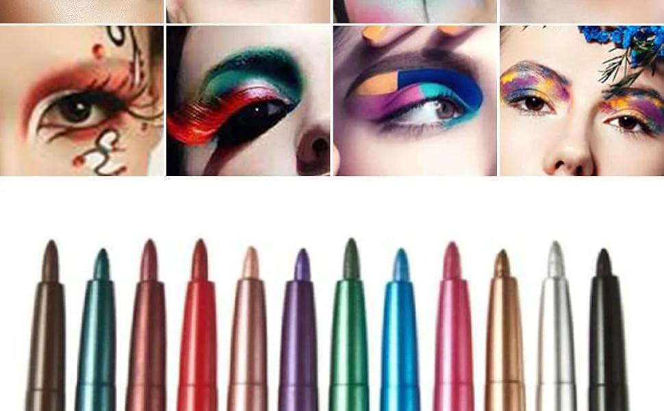Chargenyang 12 PCS Colorful Eyebrow Pencil Eyeliner Eyebrow Lip Liner Pencil Pen Makeup Cosmetic Set Kit Tool - product information 2