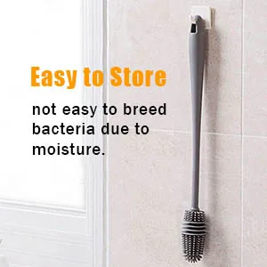 Baby Bottle Brush Long Handle Soft Silicone Bottle Cleaner Brush for Cleaning Bottles Glass Cup Thermoses Various Containers(Grey) - product information 4