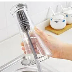 Baby Bottle Brush Long Handle Soft Silicone Bottle Cleaner Brush for Cleaning Bottles Glass Cup Thermoses Various Containers(Grey) - product information 7