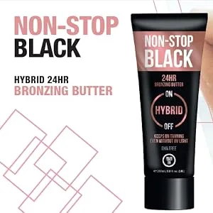 Power Tan Non-Stop Black Bronzing Butter (DHA Free) Hybrid UV Sunbed Tanning Accelerator 250ml - NSBB CAT