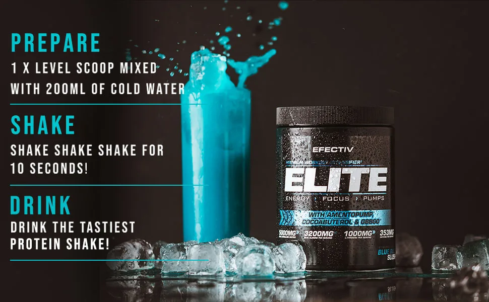 Efectiv Elite Premium Pre Workout Intensifier - Enhanced Energy - Helps Focus - Provides Pumps - with Amentopump Cocoabuterol and GBBGO - 420grams (Strawberry Lime) - Elite how to