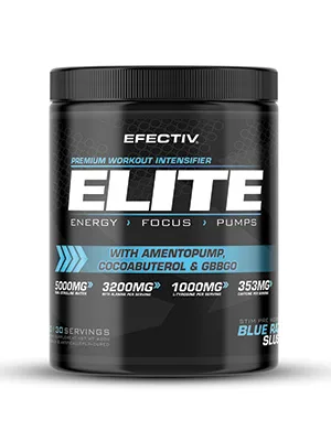 Efectiv Elite Premium Pre Workout Intensifier - Enhanced Energy - Helps Focus - Provides Pumps - with Amentopump Cocoabuterol and GBBGO - 420grams (Strawberry Lime) - Elite Pre Workout