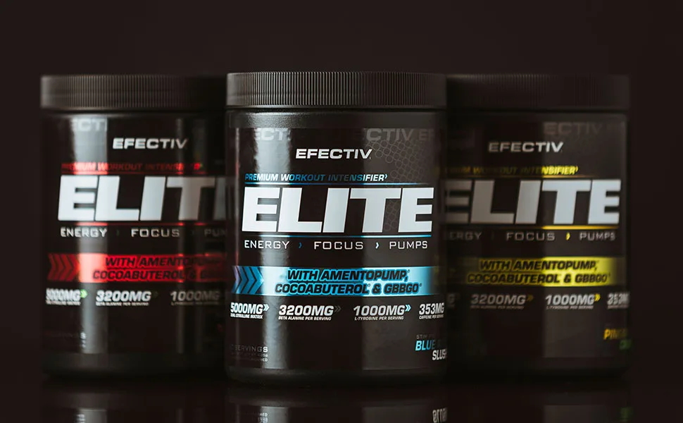 Efectiv Elite Premium Pre Workout Intensifier - Enhanced Energy - Helps Focus - Provides Pumps - with Amentopump Cocoabuterol and GBBGO - 420grams (Pineapple Crush) - Pre Workout