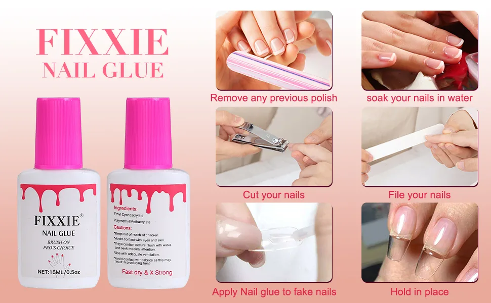 Extra Strong Nail Glue (2 GramX10 Bottles) For Acrylic Tips Extra Strong Nail Glue For Stick On Nails 2 Gram X 10 Bottles - Nail Glue - How to use?