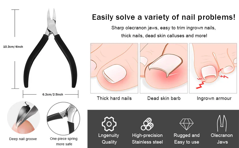 Toe Nail Clipper Heavy Duty Professional for Thick Nails Ingrown Nails Dead Skin Calluses - product information 2