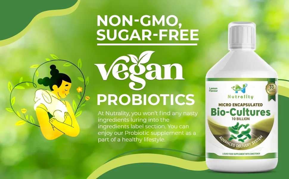 Nutrality Micro Encapsulated Cultures Complex Advanced Delivery Probiotics Supplement Gut Health 500ml - High Strength Lemon Digestive Enzyme Liquid Lactobacillus Acidophilus & Bifidobacterium - Non-GMO, Sugar-free vegan probiotics