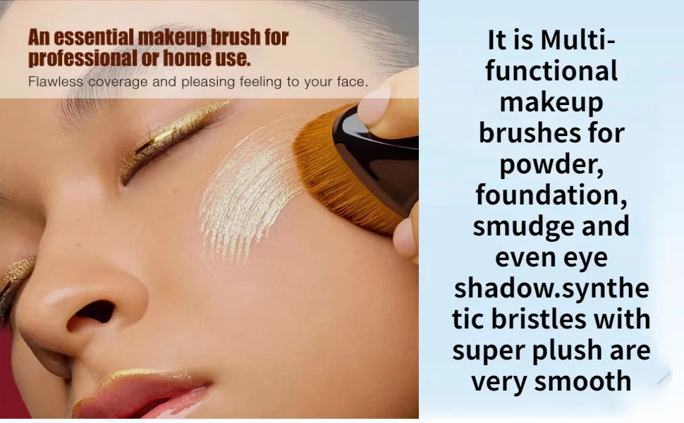 Foundation Makeup Brush Top Kabuki Face Brush Multifunctional for Blending Liquid Cream or Flawless Powder Cosmetics (Doubleblack) Double black - product information 3